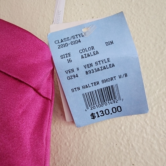 NWT David's Bridal Pink Fuchsia Halter A Line Dress Plus Size 16 - Picture 7 of 14